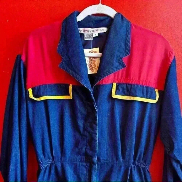 Vintage 80s Anne Crimmins color block nautical sailor silk blend dress size 10 - Picture 2 of 11